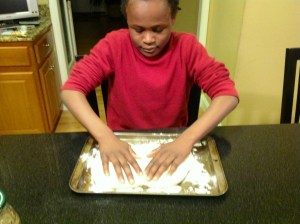 Tailor is so happy to get his hands on the dough!