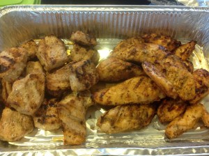 These are the some of the chicken breast and pork loin that I marinated yesterday. After CrossFit and dinner, I tossed them on the grill. Yummy!