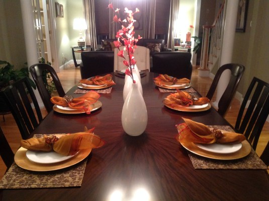 Usually this table is set for the family elders.  My cousins and I got to  eat at the big table this year.